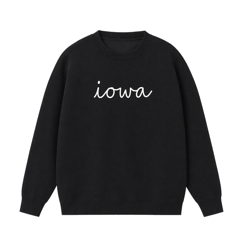 Collection 3 Iowa Essential Heavyweight Crewneck Sweatshirt - Black front