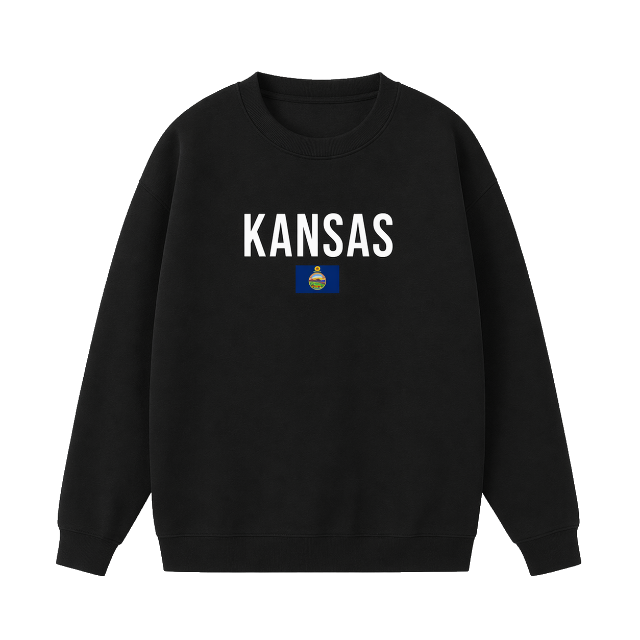 Collection 7 Kansas Essential Heavyweight Crewneck Sweatshirt - Black front