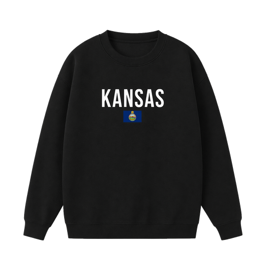 Collection 7 Kansas Essential Heavyweight Crewneck Sweatshirt - Black front