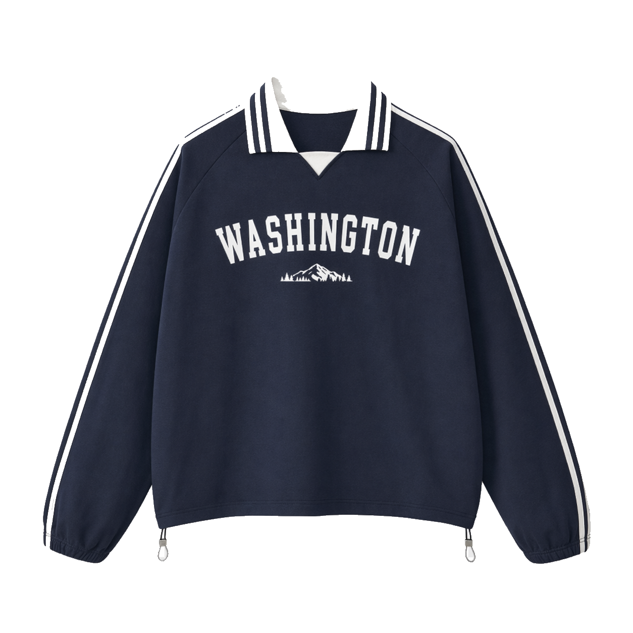Collection 9 Washington Contrast Striped Lapel Collar Sweatshirt - Royal Blue front