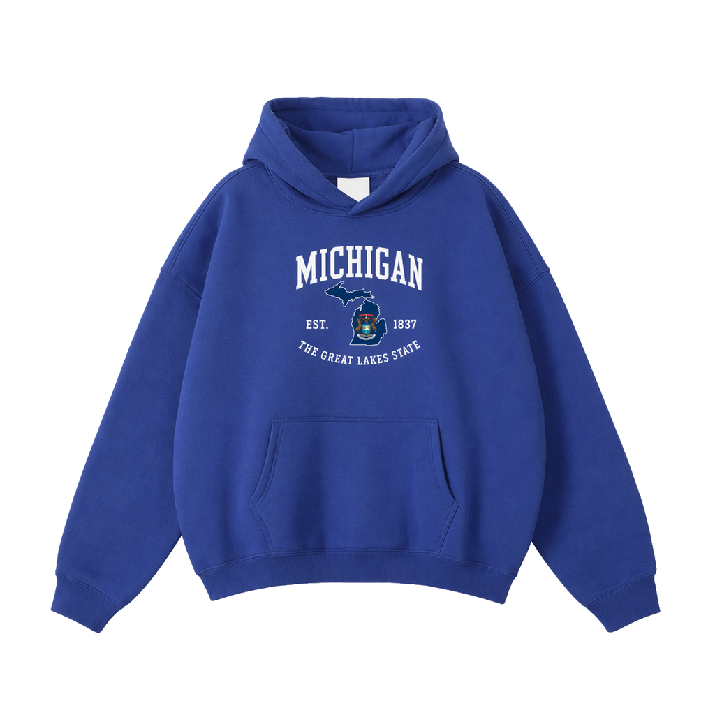 Collection 8 Michigan Oversize Fleeced Hoodie - Klein Blue front