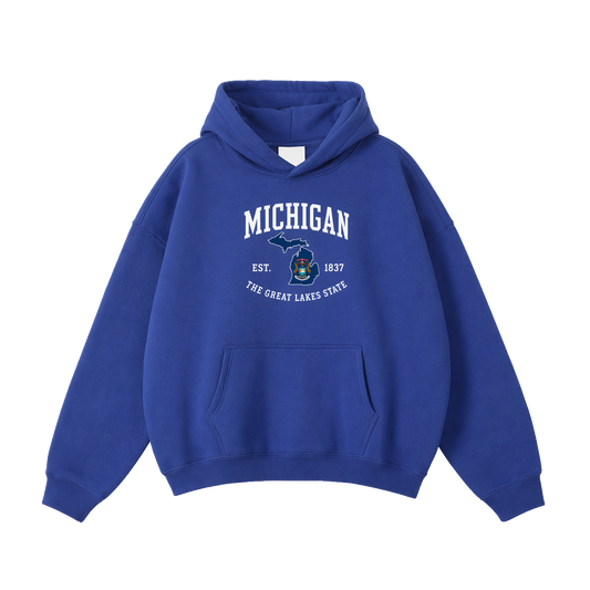 Collection 8 Michigan Oversize Fleeced Hoodie - Klein Blue front