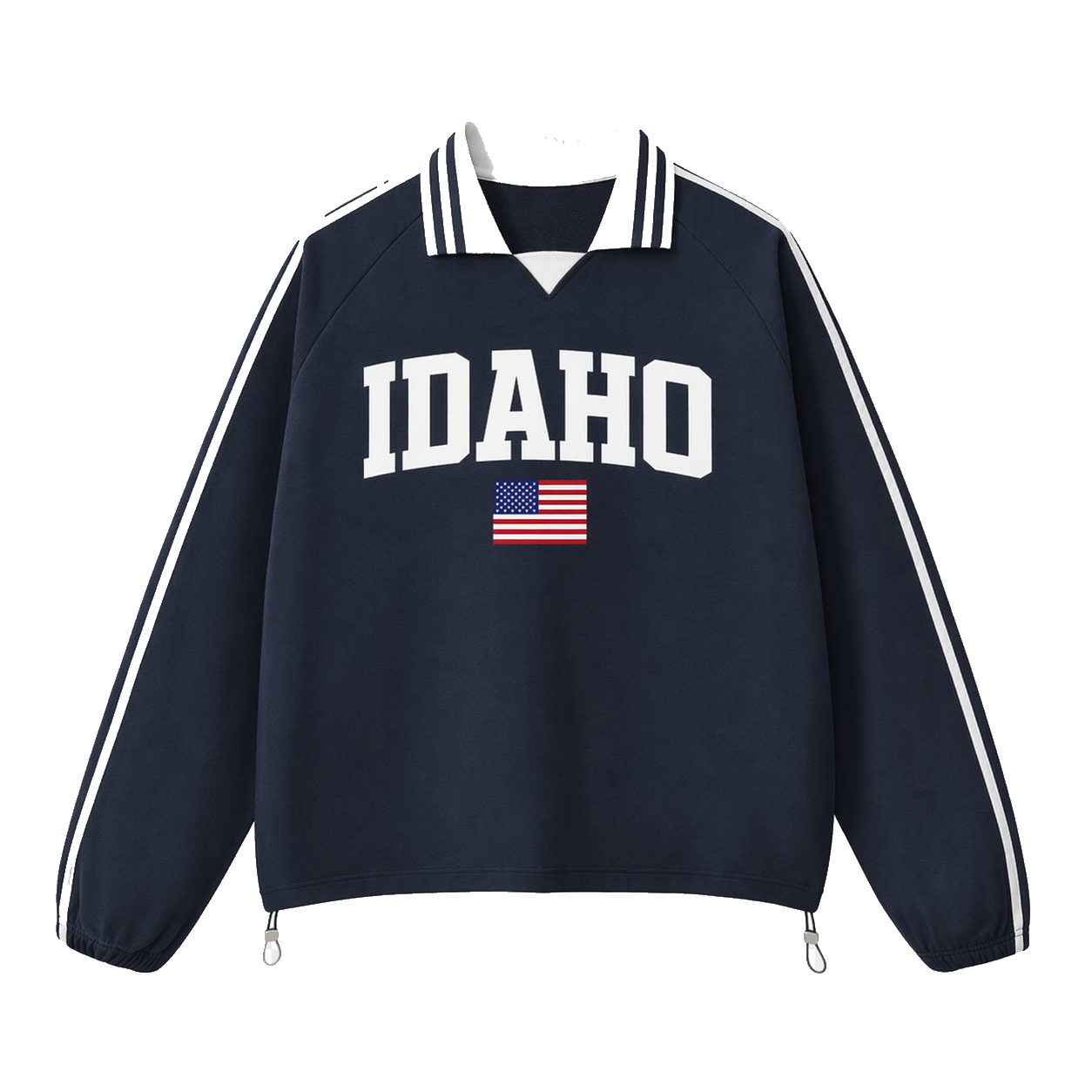 Collection 2 Idaho Contrast Striped Lapel Collar Sweatshirt - Royal Blue front