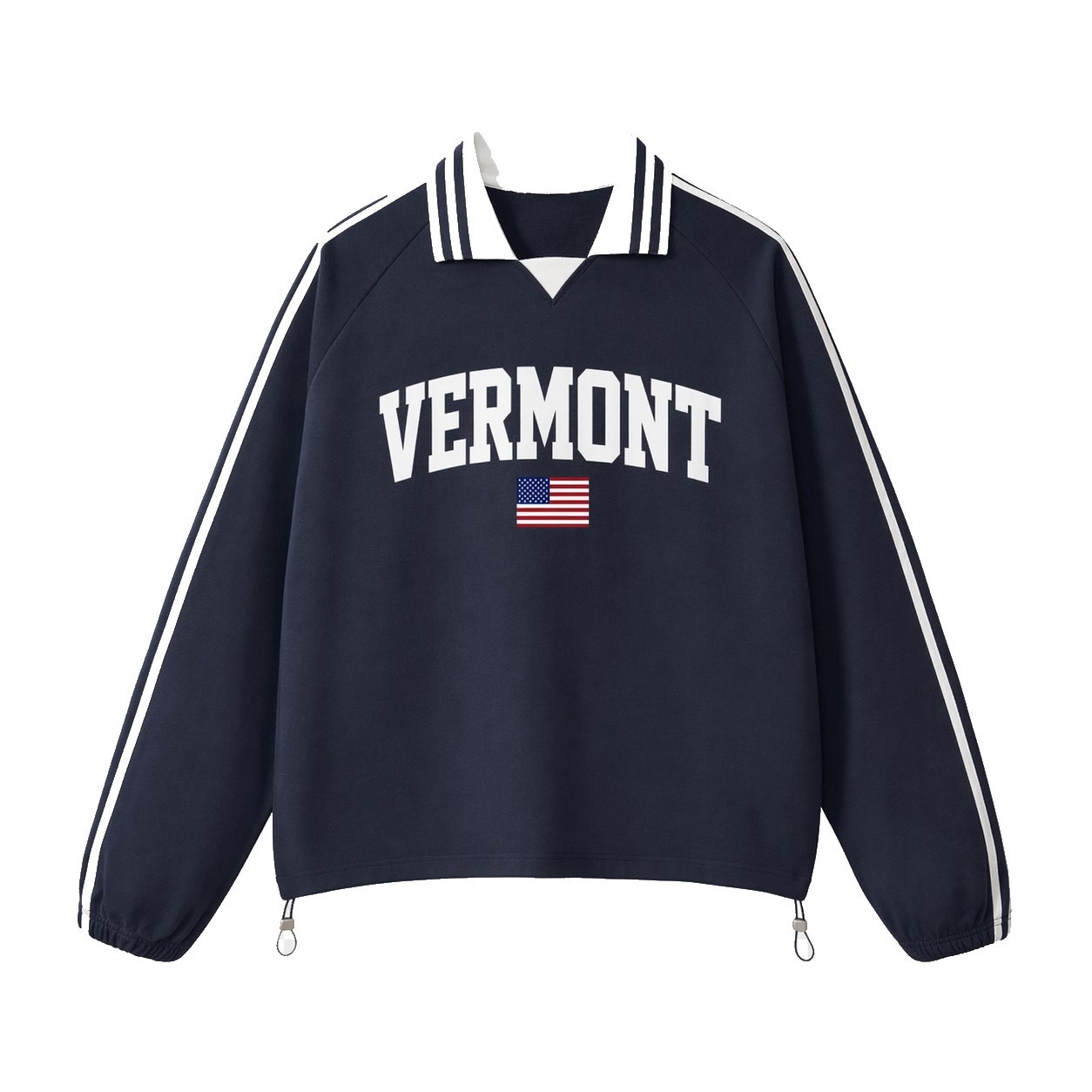 Collection 2 Vermont Contrast Striped Lapel Collar Sweatshirt - Royal Blue front