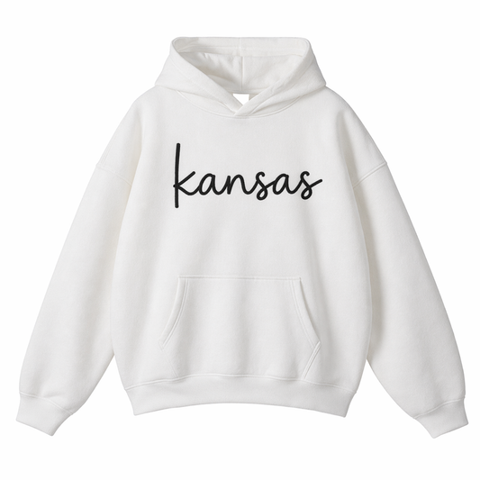 Collection 3 Kansas Oversize Fleeced Hoodie - White front