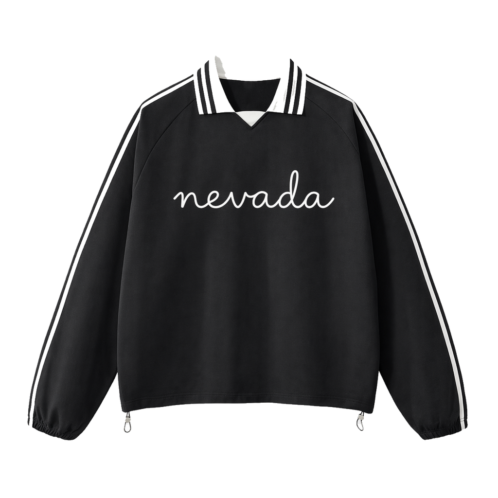 Collection 3 Nevada Contrast Striped Lapel Collar Sweatshirt - Black front