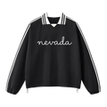 Collection 3 Nevada Contrast Striped Lapel Collar Sweatshirt - Black front
