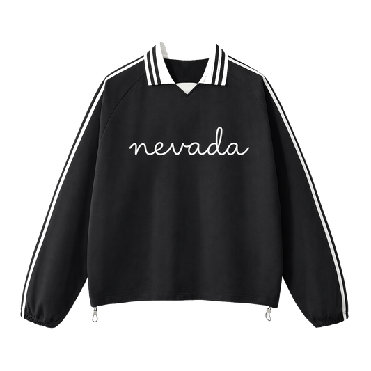 Collection 3 Nevada Contrast Striped Lapel Collar Sweatshirt - Black front