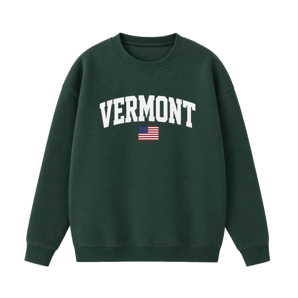 Collection 2 Vermont Essential Heavyweight Crewneck Sweatshirt - Dark Green front