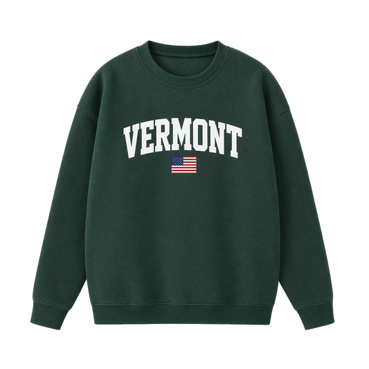 Collection 2 Vermont Essential Heavyweight Crewneck Sweatshirt - Dark Green front