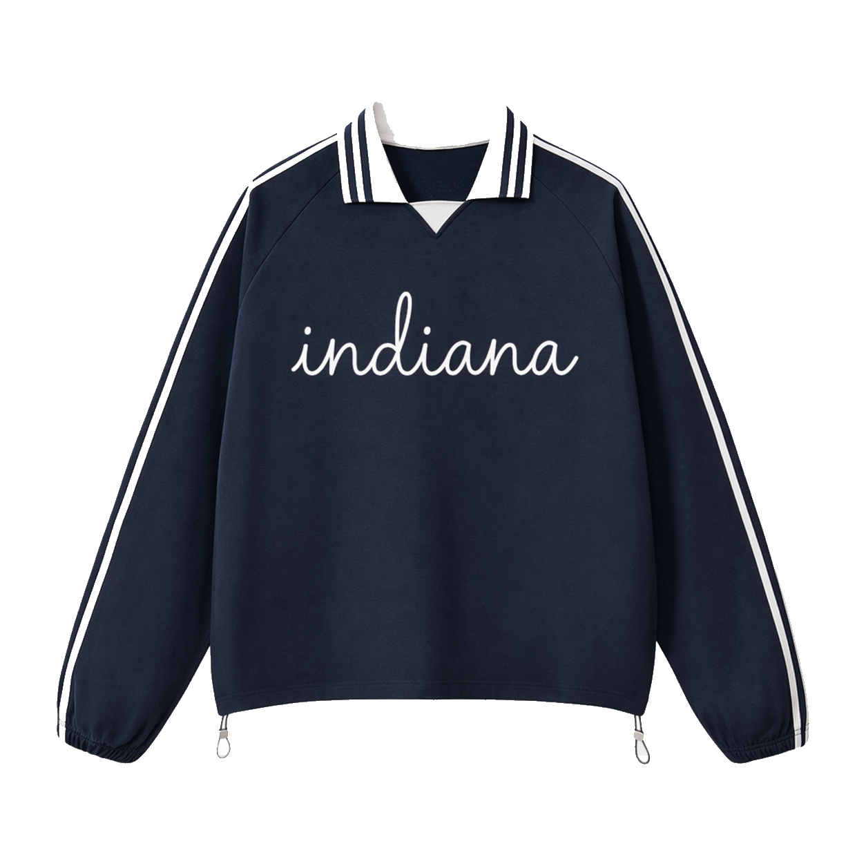 Collection 3 Indiana Contrast Striped Lapel Collar Sweatshirt - Royal Blue front