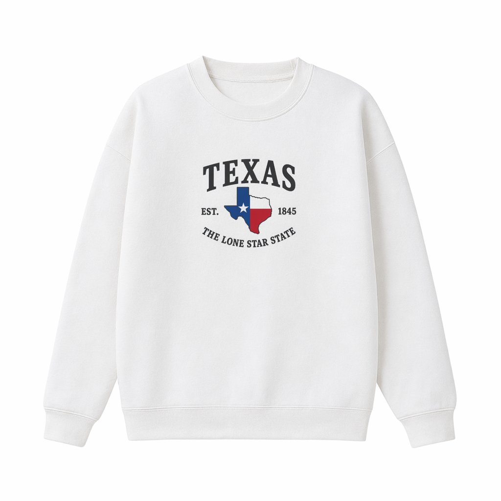 Collection 8 Texas Essential Heavyweight Crewneck Sweatshirt - White front