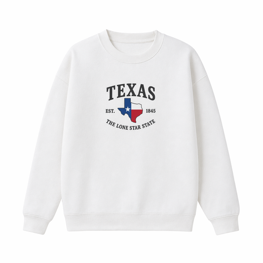 Collection 8 Texas Essential Heavyweight Crewneck Sweatshirt - White front