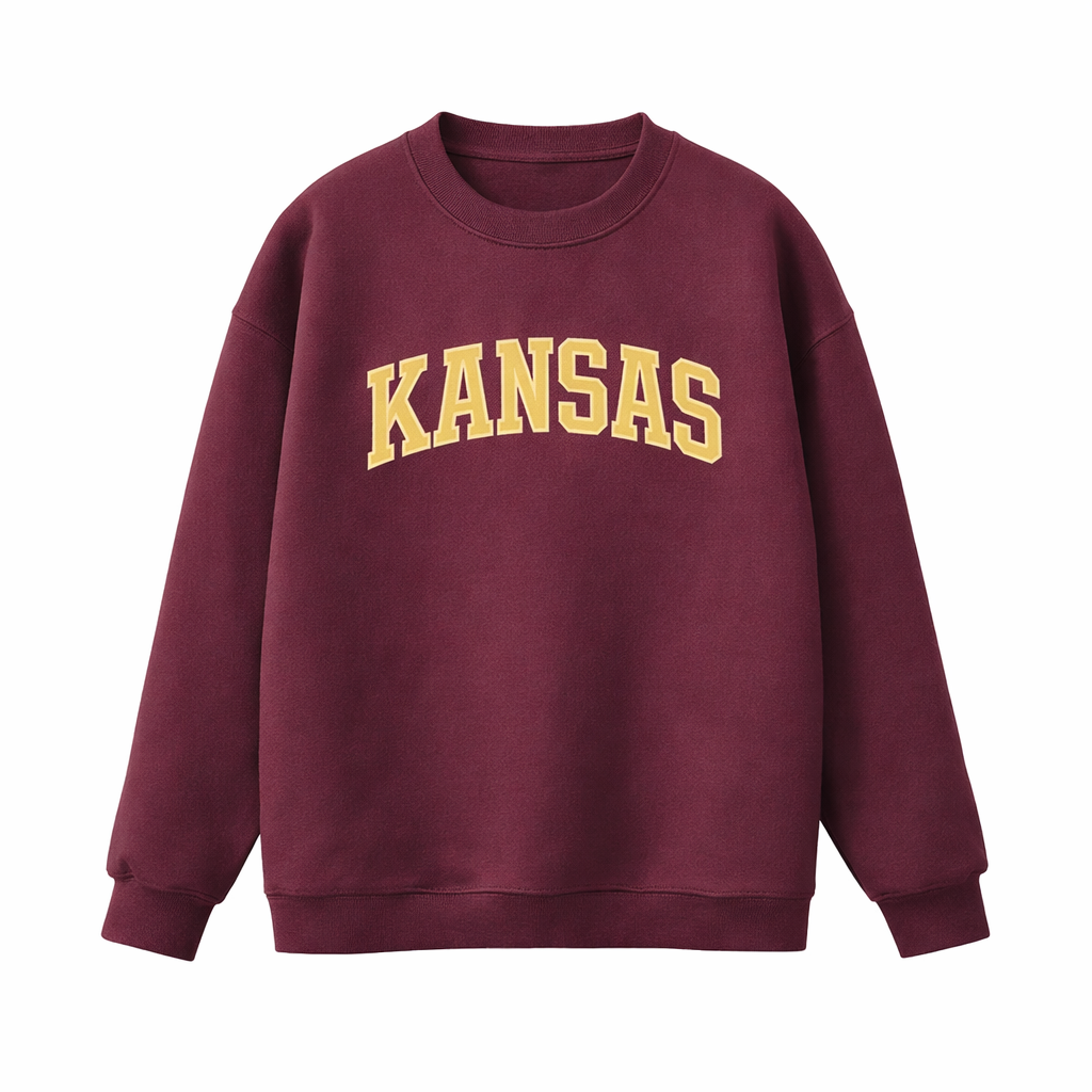 Collection 1 Kansas Essential Heavyweight Crewneck Sweatshirt - Dull Red front