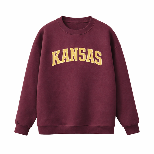 Collection 1 Kansas Essential Heavyweight Crewneck Sweatshirt - Dull Red front