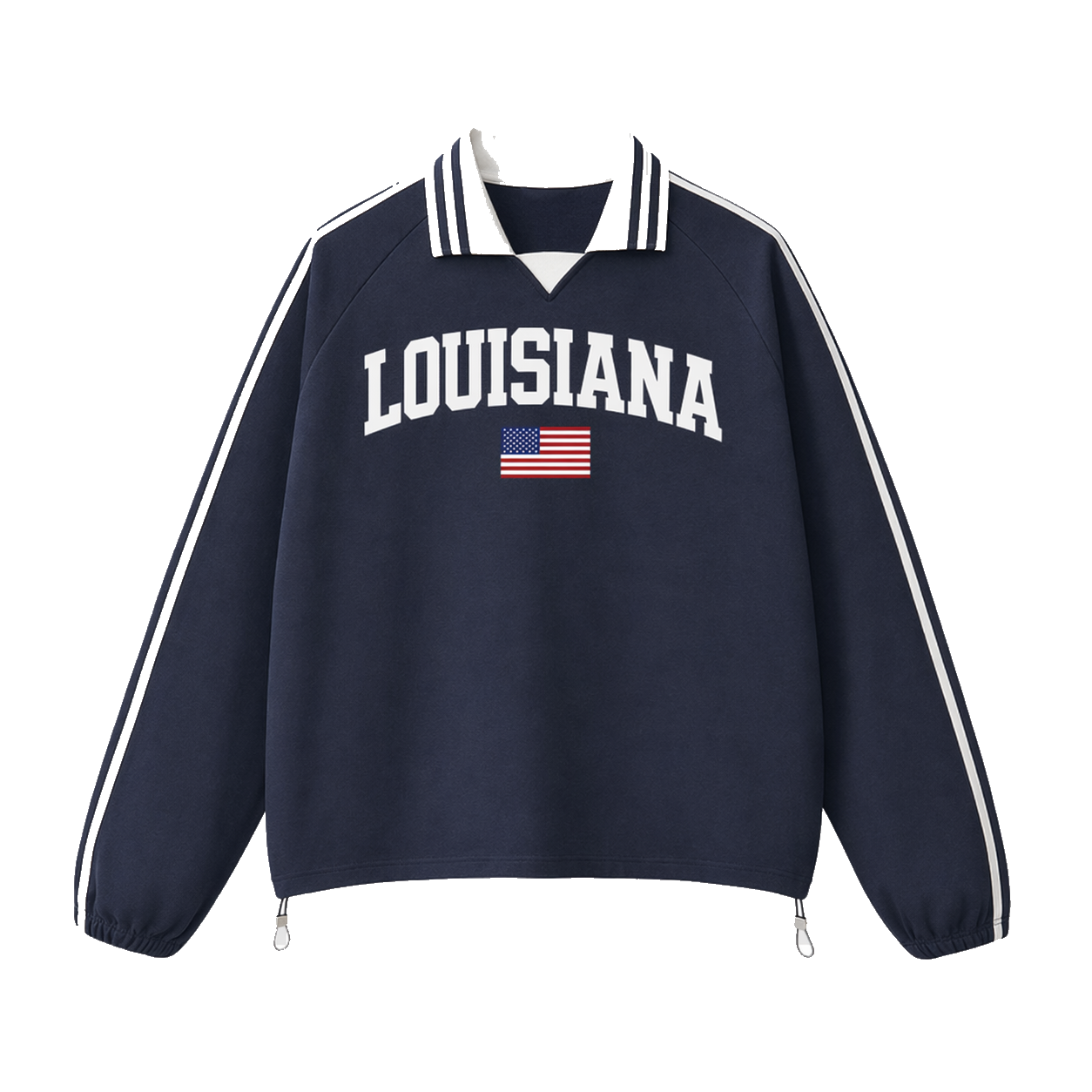 Collection 2 Louisiana Contrast Striped Lapel Collar Sweatshirt - Royal Blue front