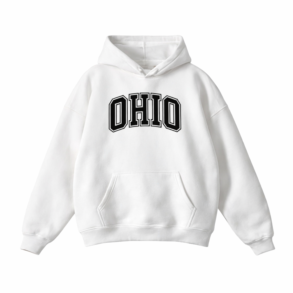 Collection 1 Ohio Oversize Fleeced Hoodie - White front