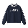 Collection 9 Alaska Contrast Striped Lapel Collar Sweatshirt - Royal Blue front