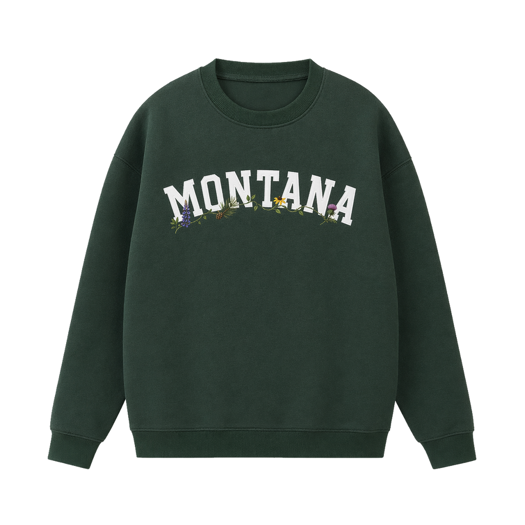 Collection 10 Montana Essential Heavyweight Crewneck Sweatshirt - Dark Green front