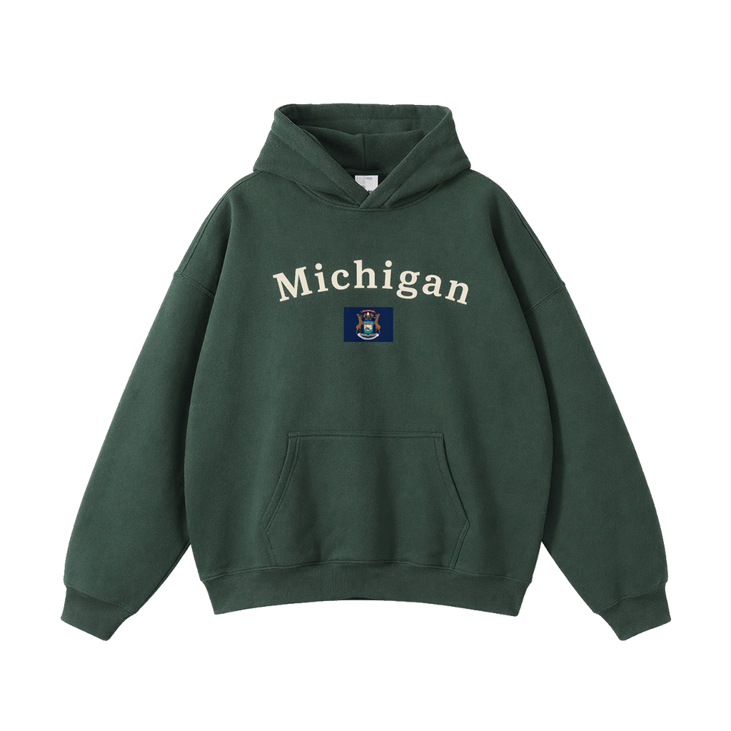 Collection 6 Michigan Oversize Fleeced Hoodie - Eden Green front