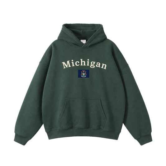 Collection 6 Michigan Oversize Fleeced Hoodie - Eden Green front