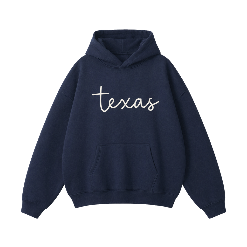 Collection 3 Texas Oversize Fleeced Hoodie - Navy Blue front