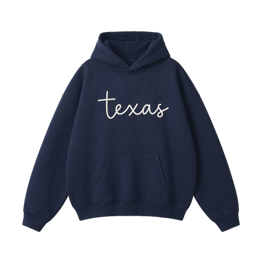 Collection 3 Texas Oversize Fleeced Hoodie - Navy Blue front