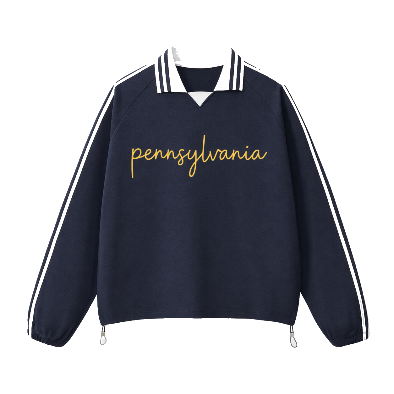 Collection 3 Pennsylvania Contrast Striped Lapel Collar Sweatshirt - Royal Blue front