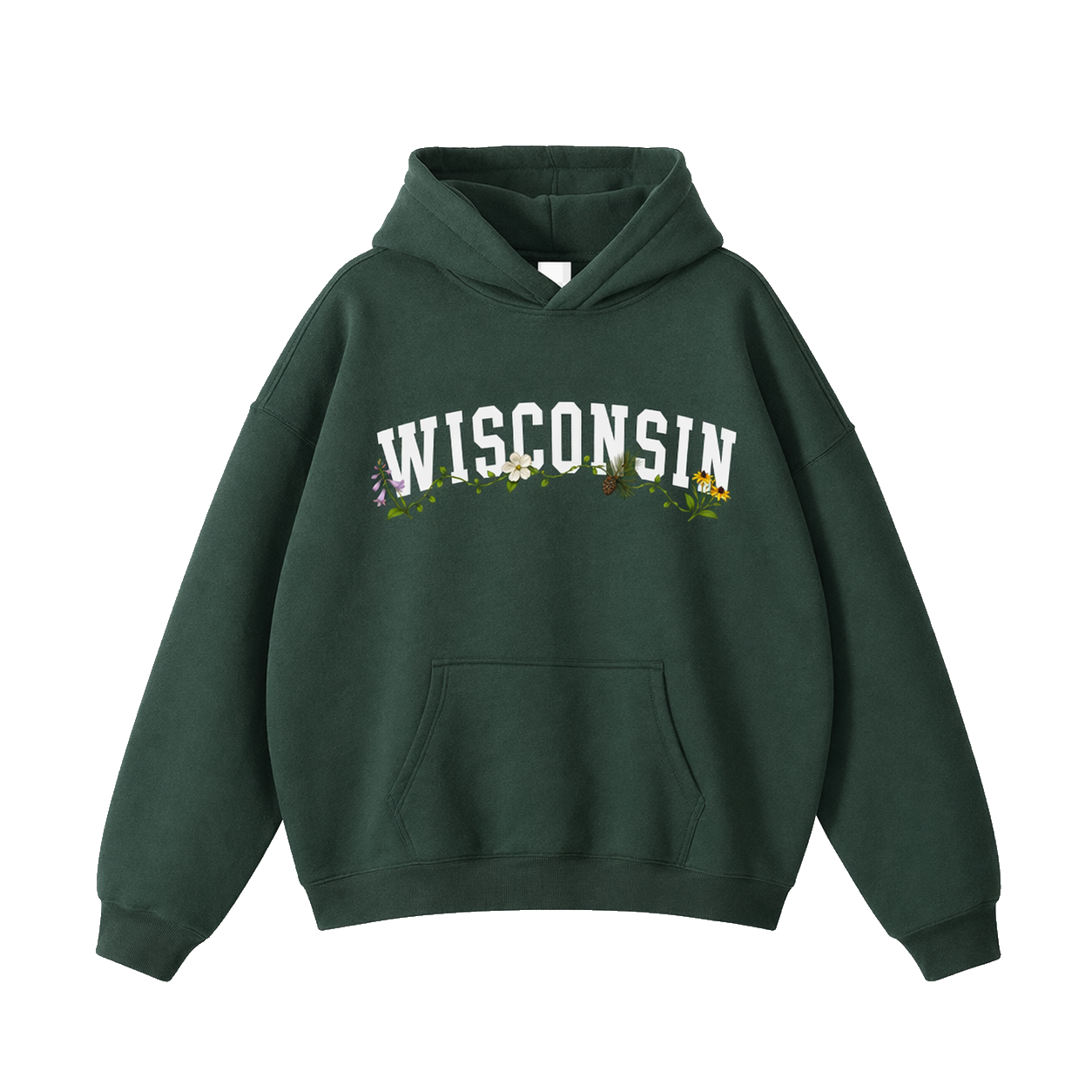 Collection 10 Wisconsin Oversize Fleeced Hoodie - Eden Green front