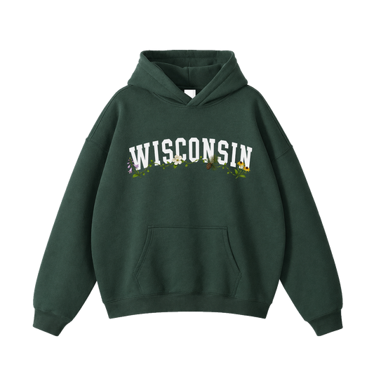 Collection 10 Wisconsin Oversize Fleeced Hoodie - Eden Green front