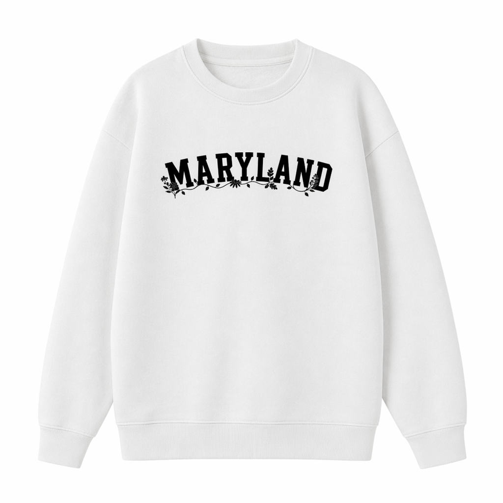 Collection 10 Maryland Essential Heavyweight Crewneck Sweatshirt - White front