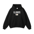Collection 7 Illinois Oversize Fleeced Hoodie - Black front