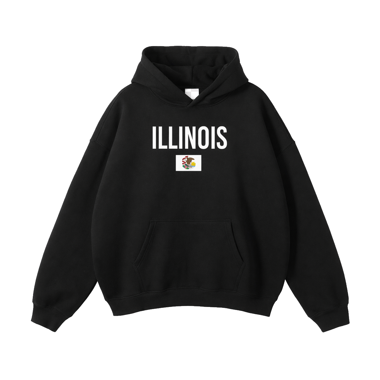 Collection 7 Illinois Oversize Fleeced Hoodie - Black front