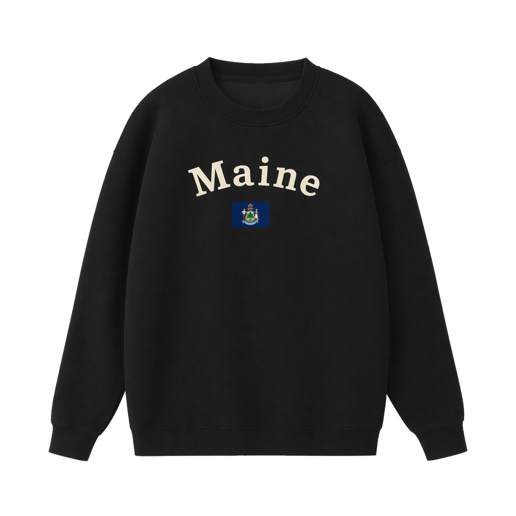 Collection 6 Maine Essential Heavyweight Crewneck Sweatshirt - Black front