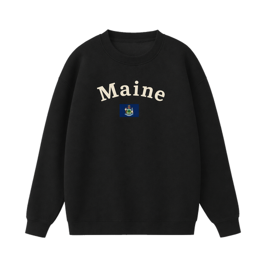 Collection 6 Maine Essential Heavyweight Crewneck Sweatshirt - Black front