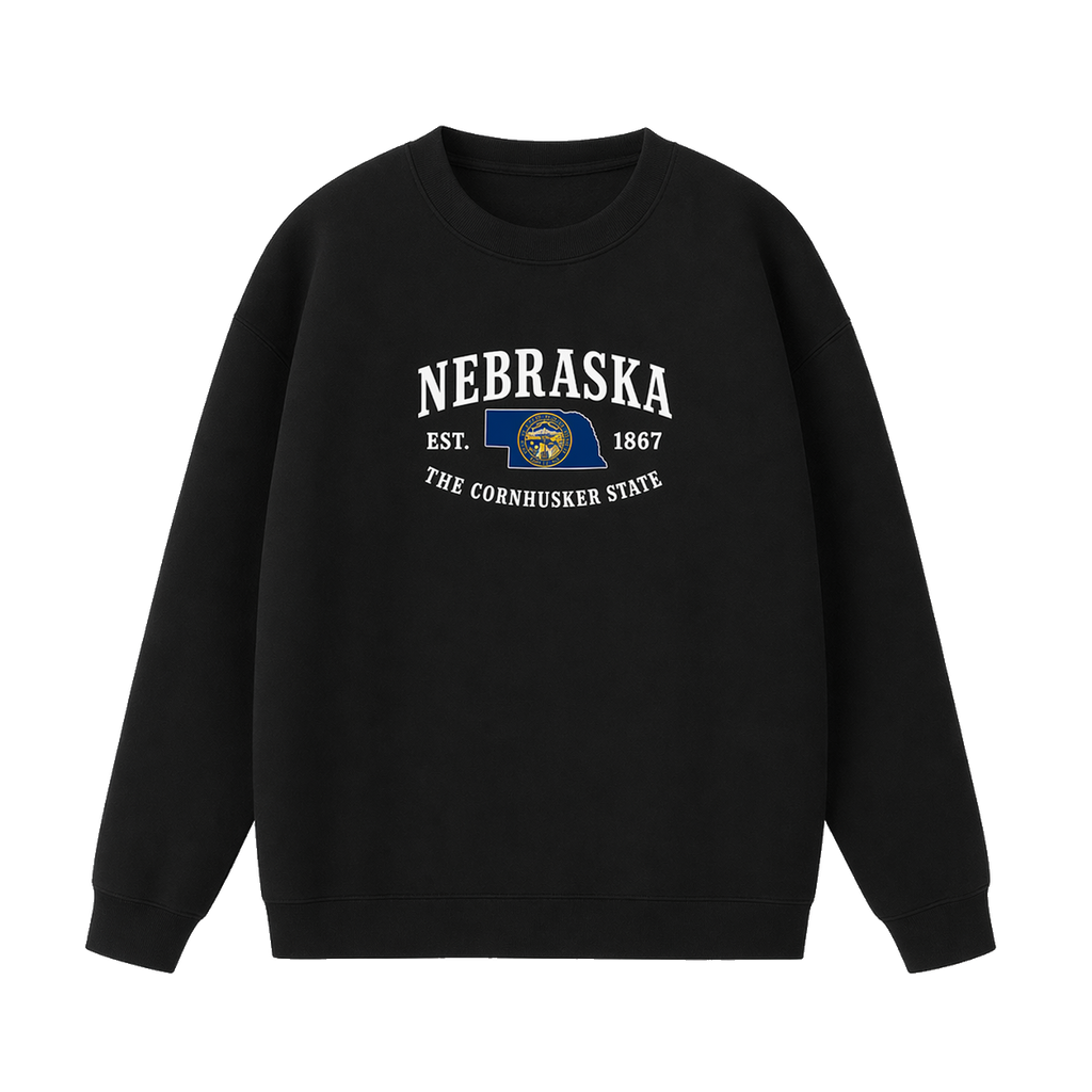 Collection 8 Nebraska Essential Heavyweight Crewneck Sweatshirt - Black front