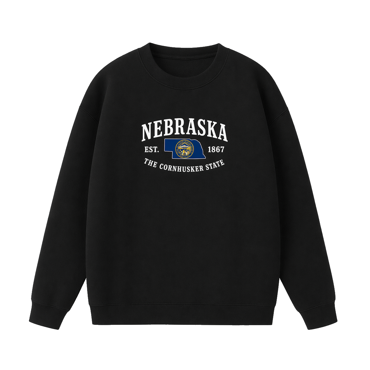 Collection 8 Nebraska Essential Heavyweight Crewneck Sweatshirt - Black front