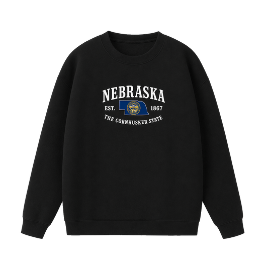 Collection 8 Nebraska Essential Heavyweight Crewneck Sweatshirt - Black front