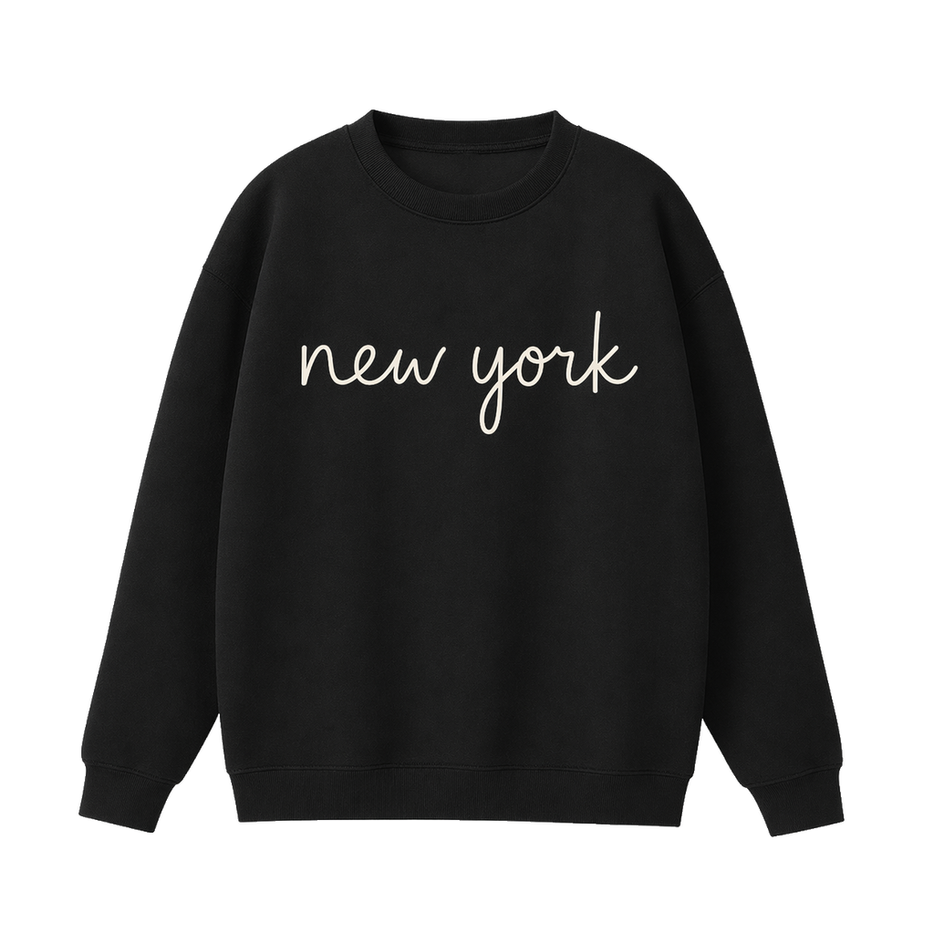 Collection 3 New York Essential Heavyweight Crewneck Sweatshirt - Black front