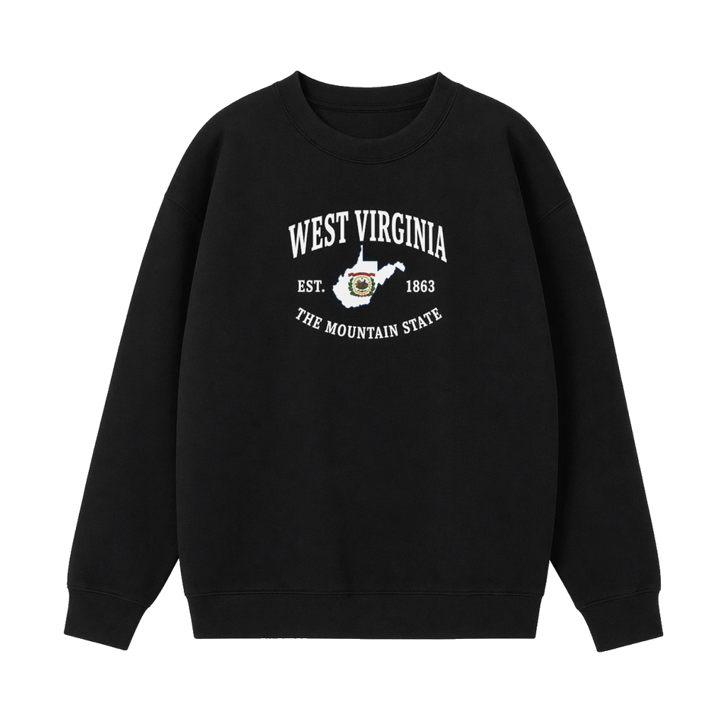 Collection 8 West Virginia Essential Heavyweight Crewneck Sweatshirt - Black front