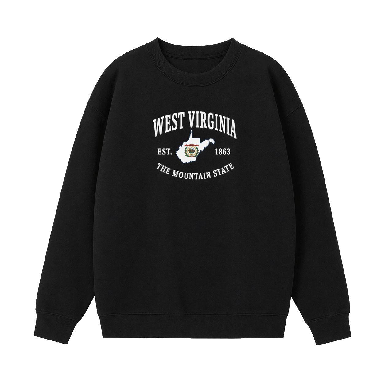 Collection 8 West Virginia Essential Heavyweight Crewneck Sweatshirt - Black front
