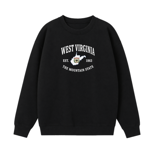 Collection 8 West Virginia Essential Heavyweight Crewneck Sweatshirt - Black front