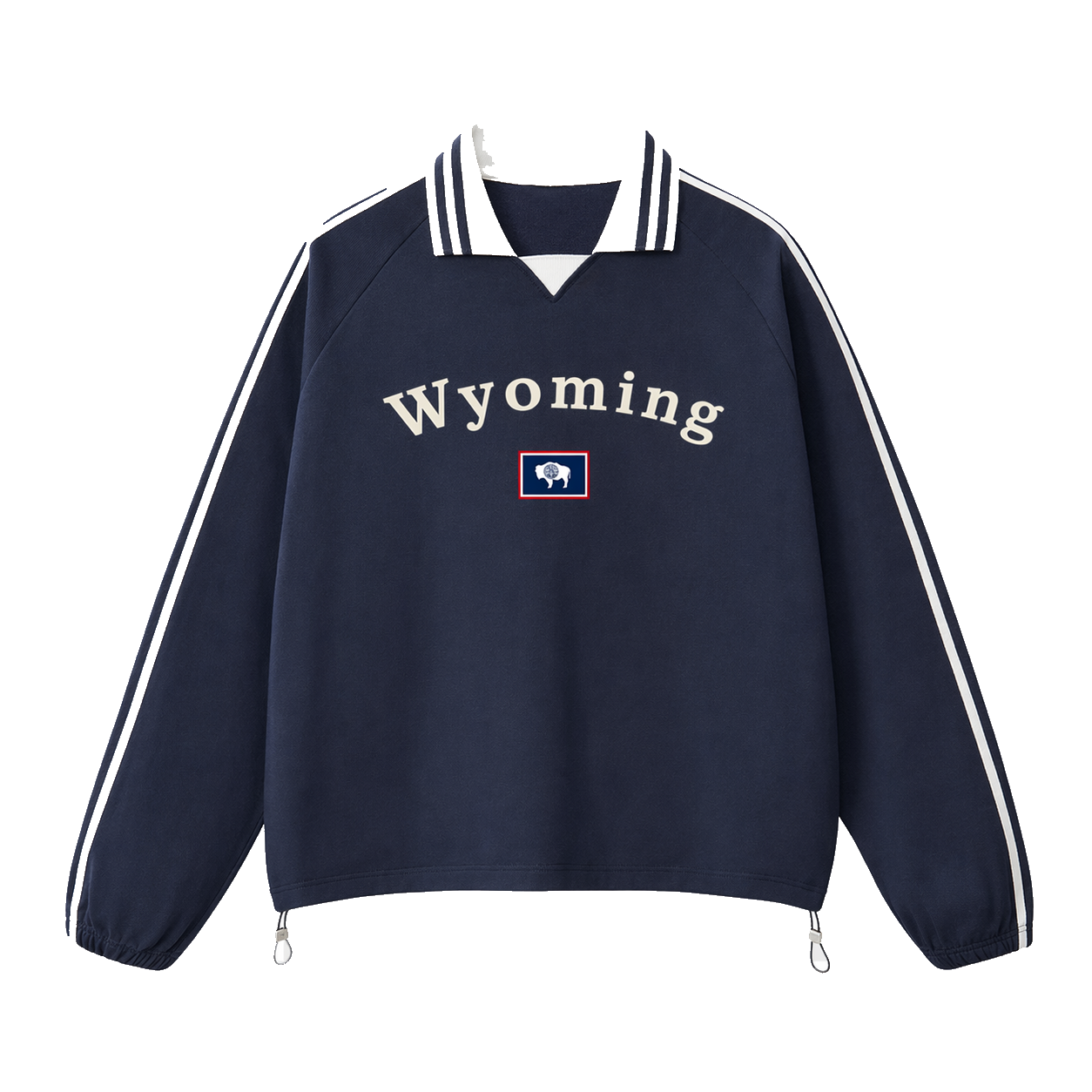 Collection 6 Wyoming Contrast Striped Lapel Collar Sweatshirt - Royal Blue front