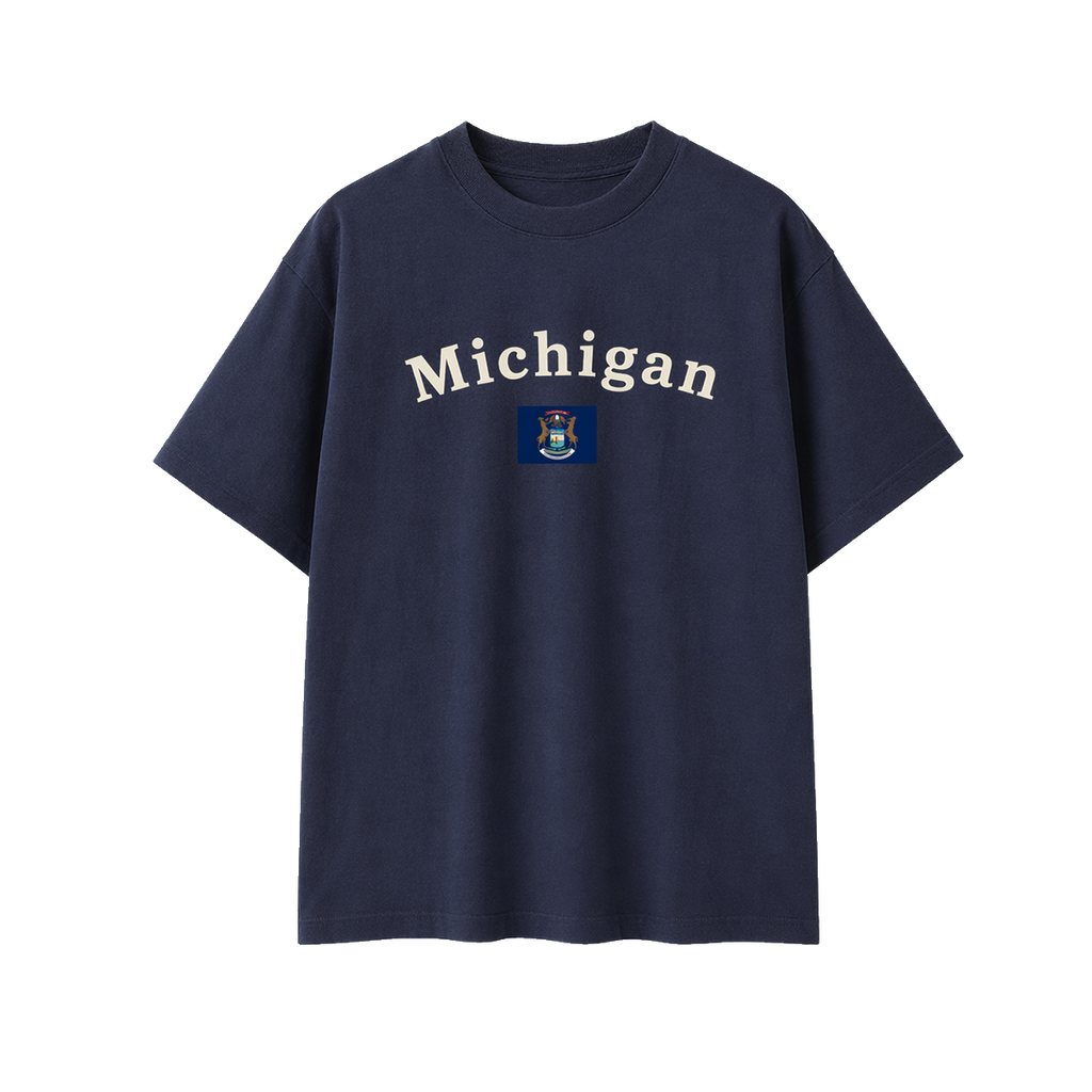Collection 6 Michigan Essential Cotton T-Shirt - Navy Blue front