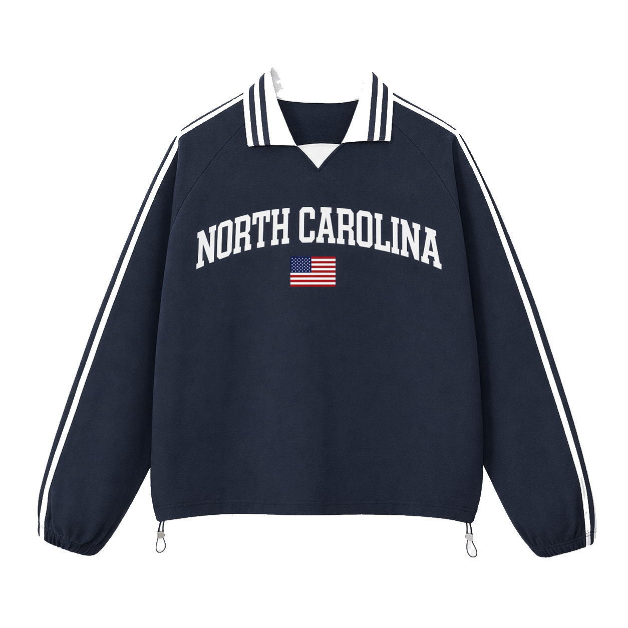 Collection 2 North Carolina Contrast Striped Lapel Collar Sweatshirt - Royal Blue front