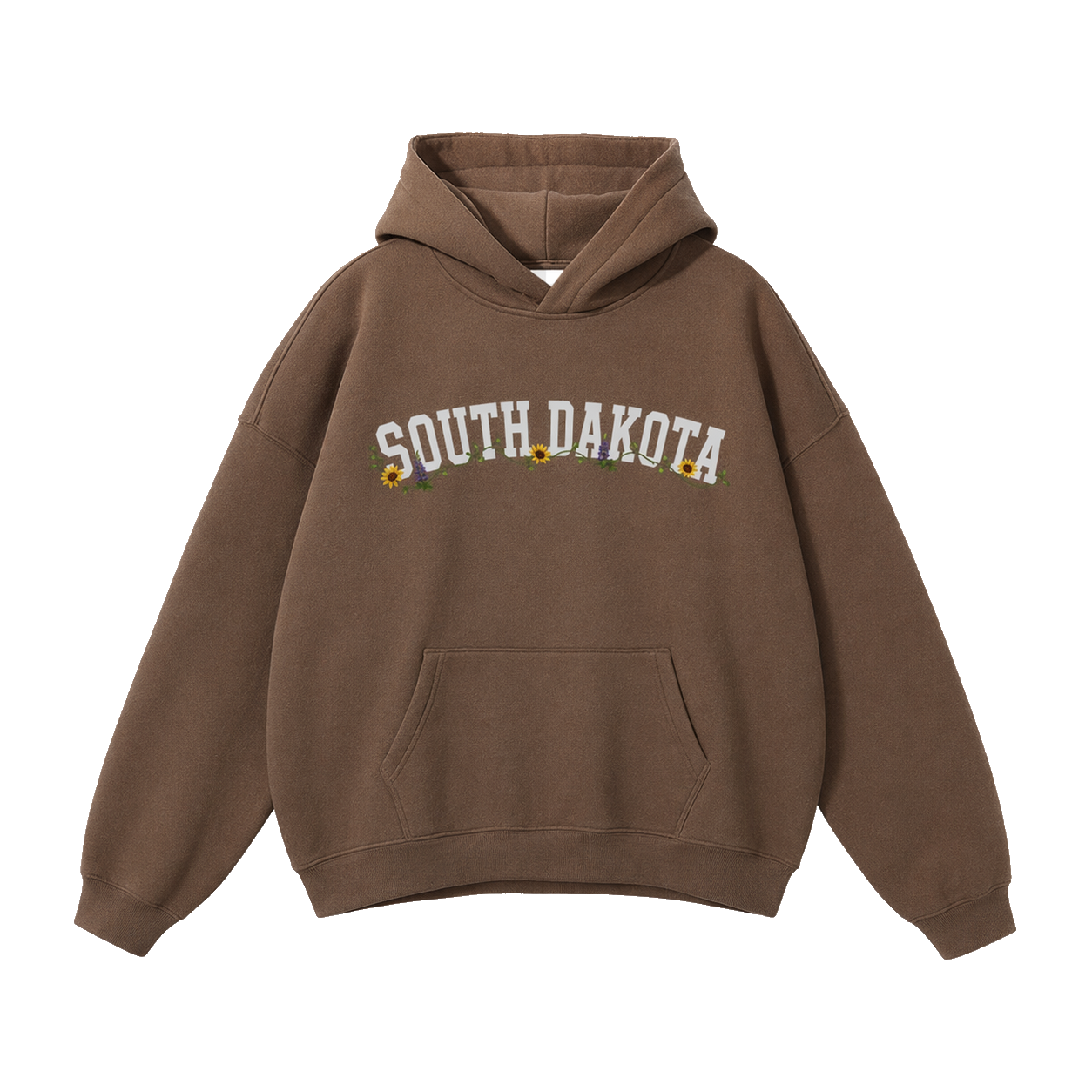 Collection 10 South Dakota Oversize Fleeced Hoodie - Brown front