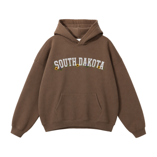 Collection 10 South Dakota Oversize Fleeced Hoodie - Brown front