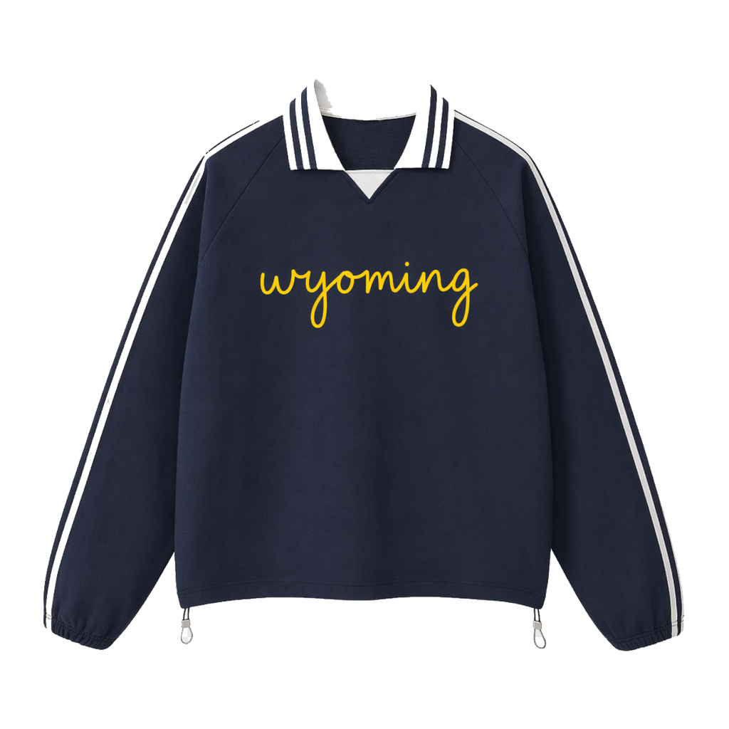 Collection 3 Wyoming Contrast Striped Lapel Collar Sweatshirt - Royal Blue front