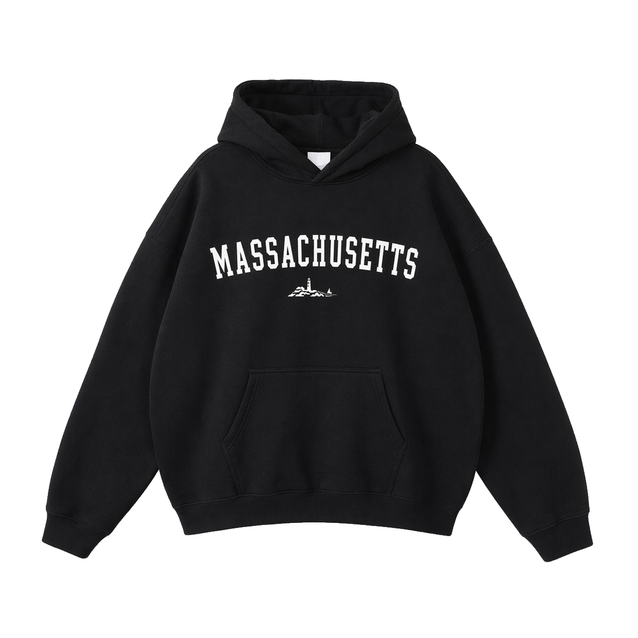 Collection 9 Massachusetts Oversize Fleeced Hoodie - Black front
