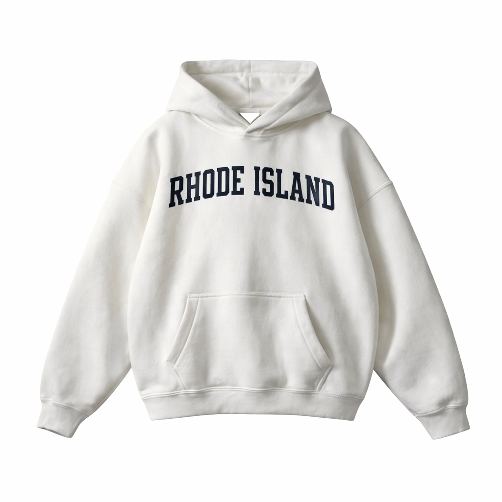 Collection 1 Rhode Island Oversize Fleeced Hoodie - White front